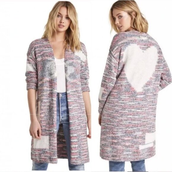 Wildfox Heart Back Knit Cardigan Duster Sweater Size Small Multicolour - Picture 1 of 16